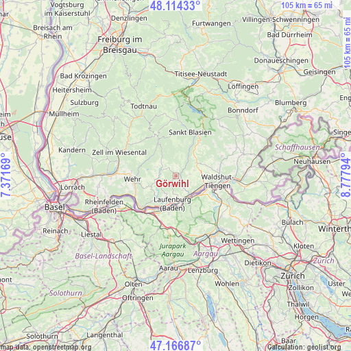 Görwihl on map