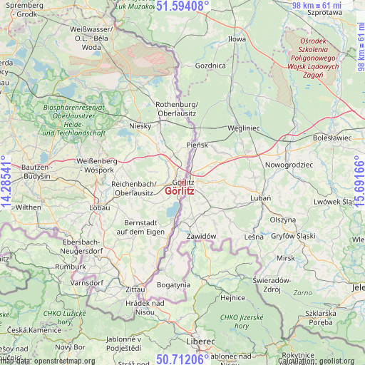 Görlitz on map