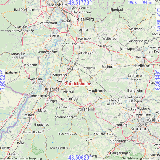 Gondelsheim on map