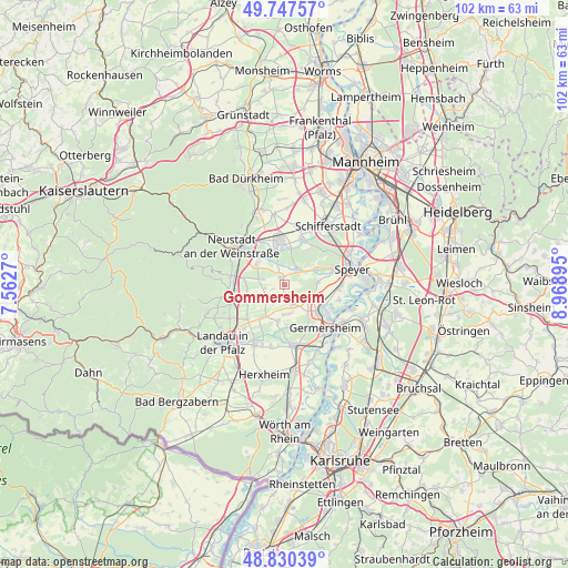 Gommersheim on map