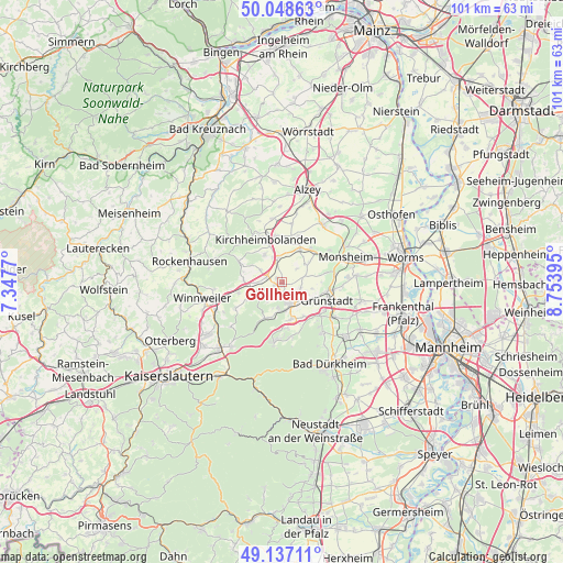 Göllheim on map