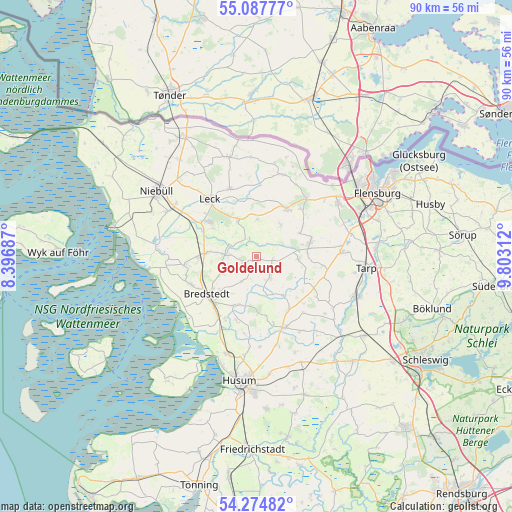 Goldelund on map