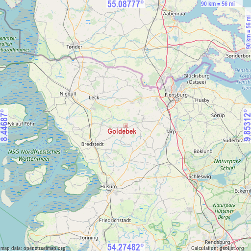 Goldebek on map