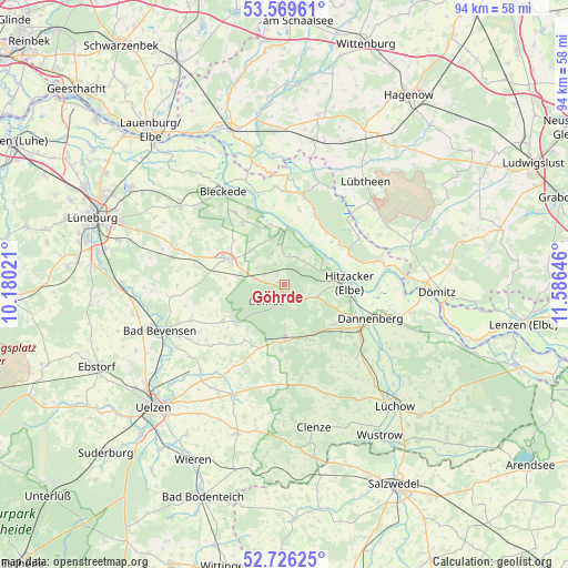 Göhrde on map