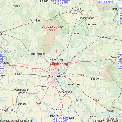 Glindenberg on map