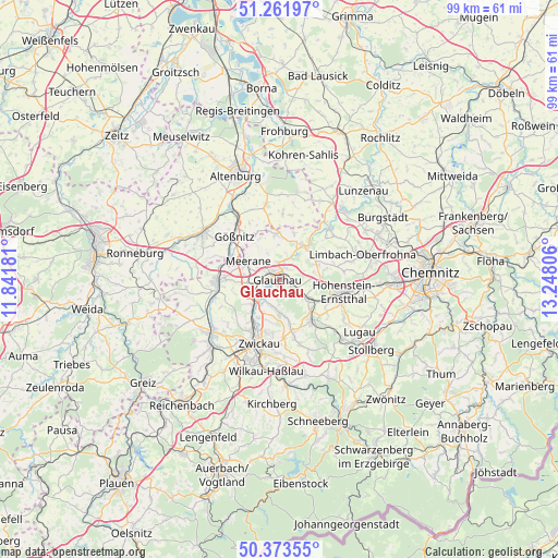 Glauchau on map