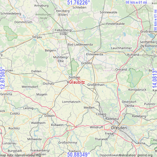 Glaubitz on map