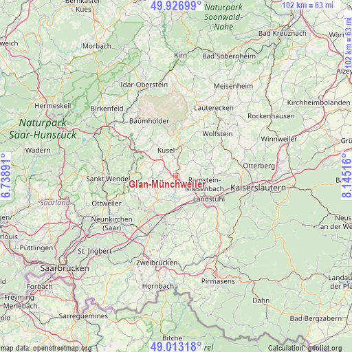 Glan-Münchweiler on map