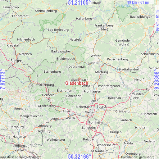Gladenbach on map