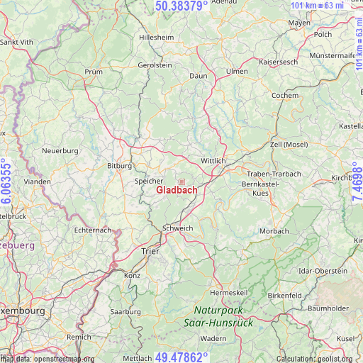 Gladbach on map