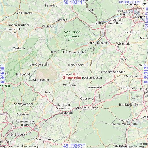 Ginsweiler on map