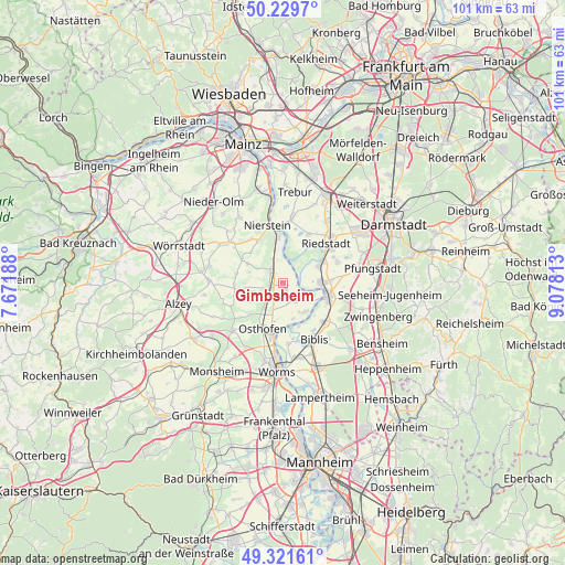 Gimbsheim on map