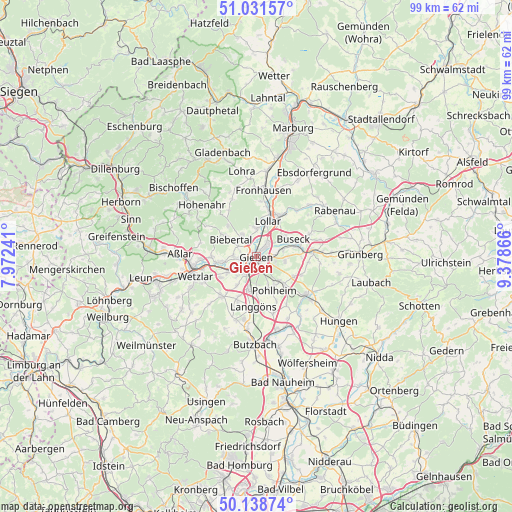 Gießen on map