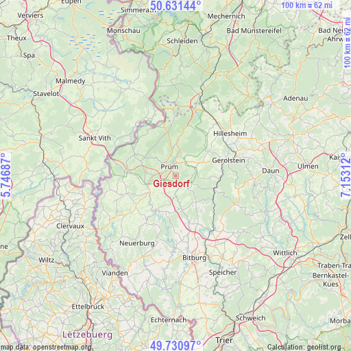 Giesdorf on map