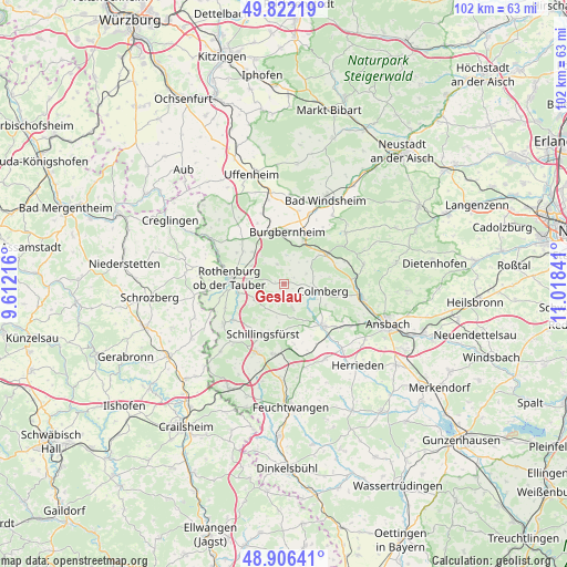 Geslau on map