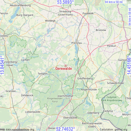 Gerswalde on map