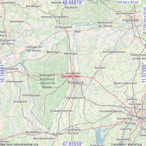 Gersthofen on map
