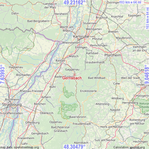 Gernsbach on map