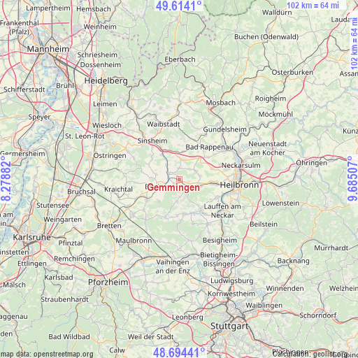 Gemmingen on map