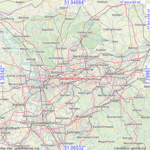 Gelsenkirchen on map