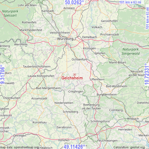 Gelchsheim on map