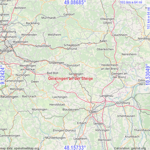 Geislingen an der Steige on map