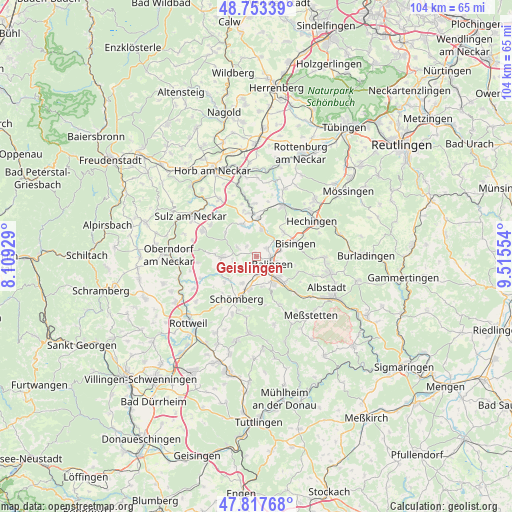 Geislingen on map