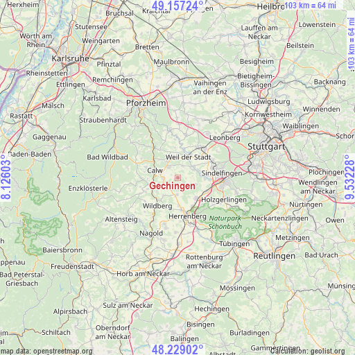 Gechingen on map
