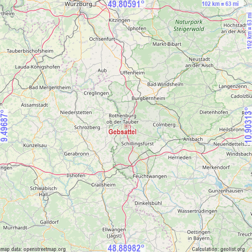 Gebsattel on map