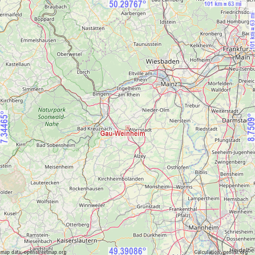 Gau-Weinheim on map