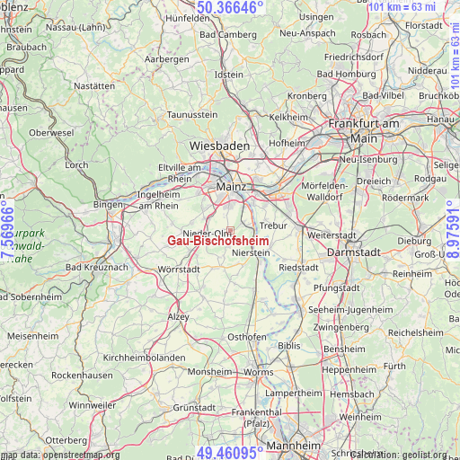 Gau-Bischofsheim on map