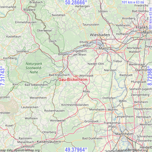Gau-Bickelheim on map