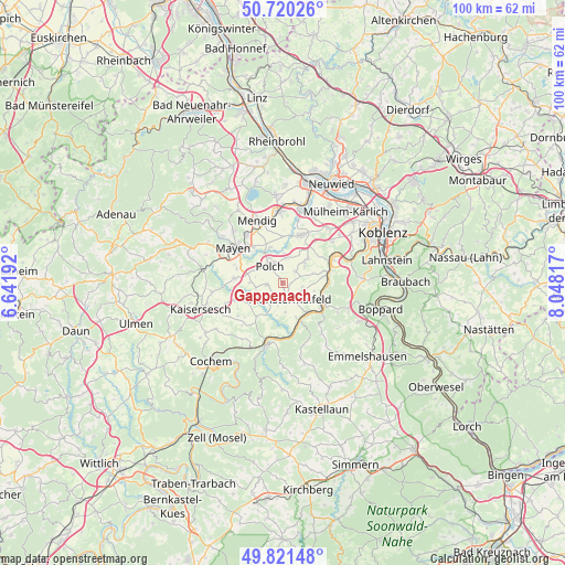 Gappenach on map