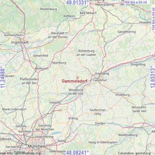 Gammelsdorf on map
