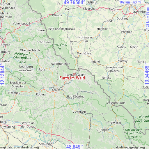 Furth im Wald on map