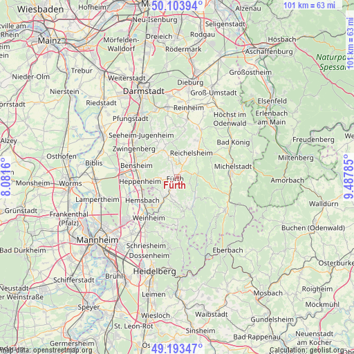 Fürth on map