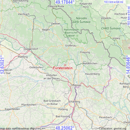 Fürstenstein on map