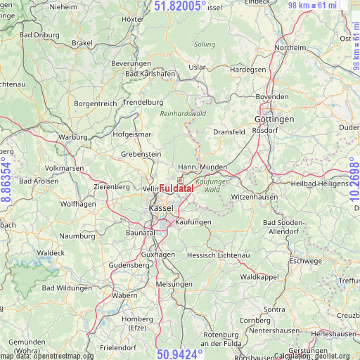 Fuldatal on map