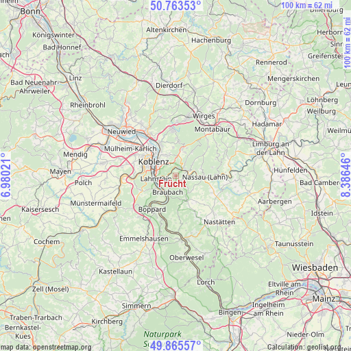 Frücht on map