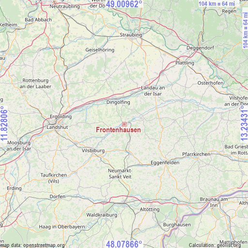 Frontenhausen on map