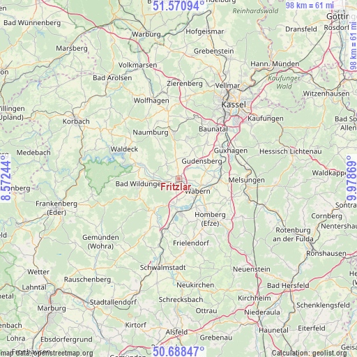 Fritzlar on map