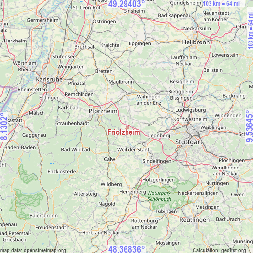 Friolzheim on map