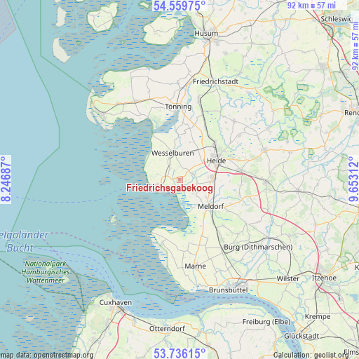 Friedrichsgabekoog on map