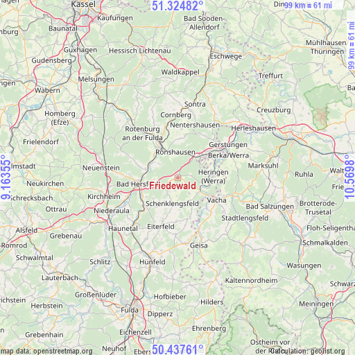 Friedewald on map