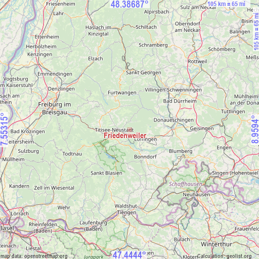 Friedenweiler on map