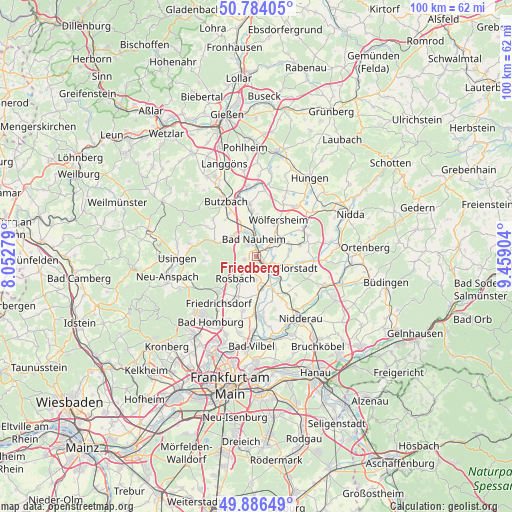 Friedberg on map