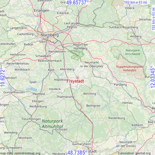 Freystadt on map