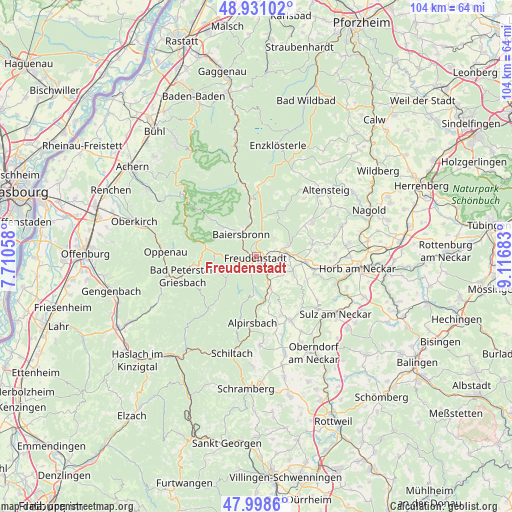 Freudenstadt on map