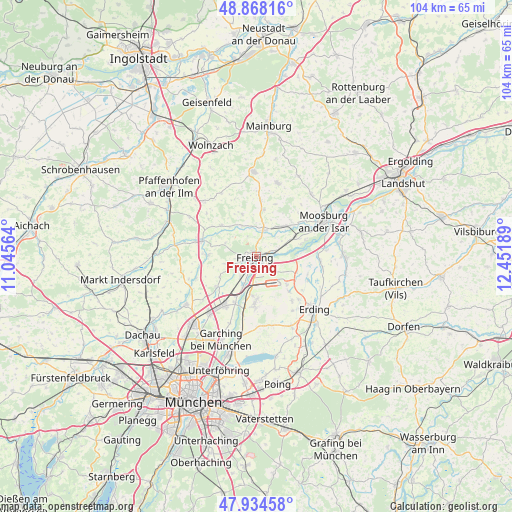 Freising on map