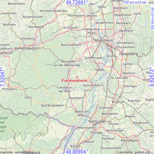 Freimersheim on map